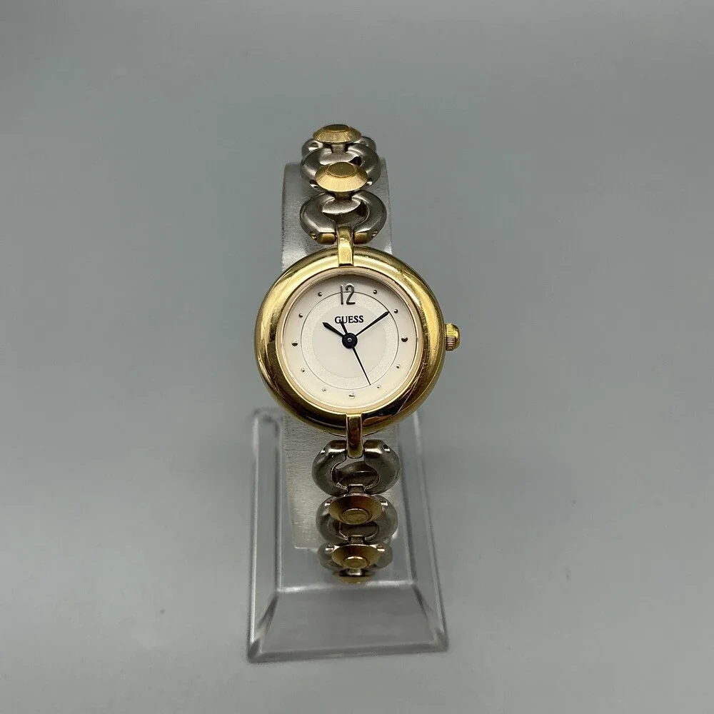 Guess Womens Watch Cream Dial Two Tone Stainless Bracelet New Battery 7